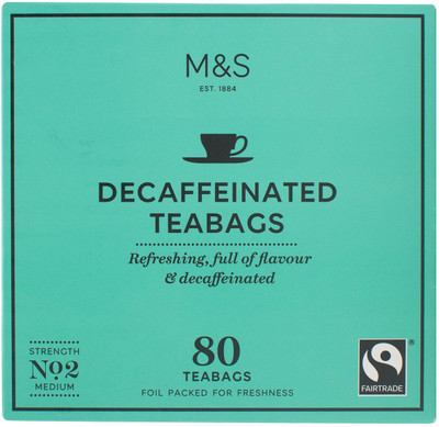 

Mark & Spencer Decaffeinated Teabags, Strength No.2 Medium, 80 Teabags - 250g Tea Bags Box(250 g)