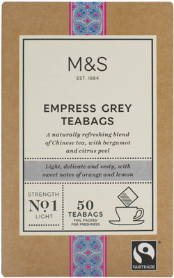 

Mark & Spencer Empress Grey Teabags, Strength No.1 Light, 50 Teabags - 125g Citrus Tea Blend Bags Box(125 g)