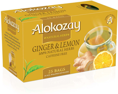 

Alokozay Natural Herb, Ginger & Lemon, Caffeine Free, 25 Bags - 50g Ginger, Lemon Herbal Tea Bags Box(50 g)