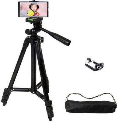

BERRIN DSLR Camera Tripod - 3120 for Camera + Mobile Clip Holder Fully Flexible Mount Cum Tripod, 4-Section Lever-Lock Legs for Easy Height Adjustments Tripod(Black, Supports Up to 500 g)