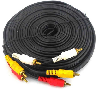 

TECHON TV-out Cable 10 meter 3 rca audio video cable(Black, For TV)