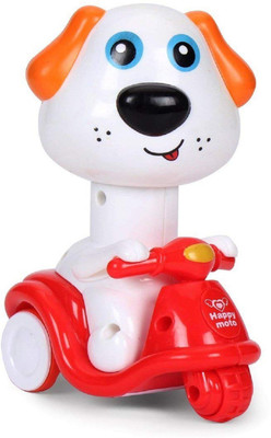

DINAARKAN PRESS & GO MOTO ANIMAL DOG ON SCOOTER TOY FOR TODDLERS(Red, White)