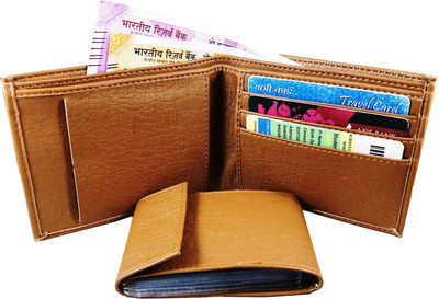 

Wenzest Men Tan Artificial Leather Wallet(10 Card Slots)