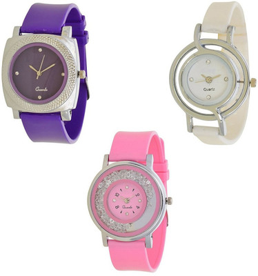 

ReniSales Stylish Fashion Round Multicolor Pack Of 3 Watch Combo For Women And Girls Watch - For Girls