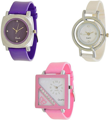

LEBENSZEIT Stylish New Multicolor Pack Of 3 Watch Combo For Women And Girls Watch - For Girls