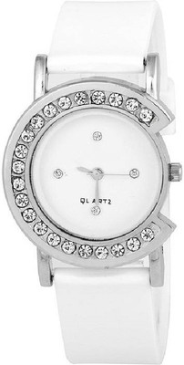 

Newman white fancy leather strap fancy Watch - For Girls