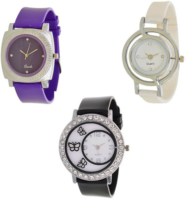 

ReniSales Stylish Multicolor Designer Pack Of 3 Watch Combo For Women And Girls Watch - For Girls