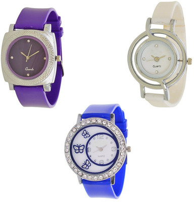 

ReniSales Latest Fashion Multicolor Pack Of 3 Watch Combo For Women And Girls Watch - For Girls
