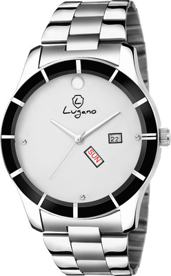 

Lugano G 1174 Smart White Movado Dial With Clear Demonstration of Day & Date Watch - For Men