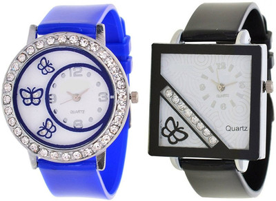 

ReniSales Stylish ButterFly Black Blue Dial Multicolor Latest Combo Watch For Women And Girls Watch - For Girls