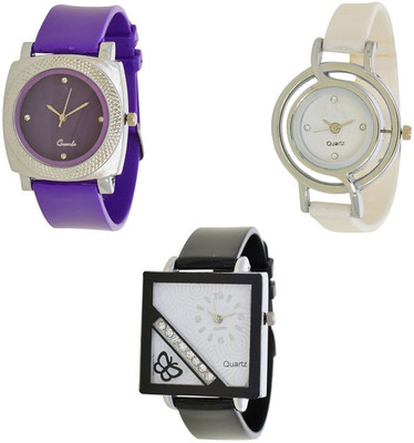 

ReniSales Stylish New Fashion Multicolor Pack Of 3 Watch Combo For Women And Girls Watch - For Girls
