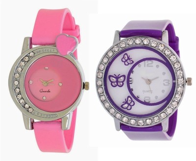 

LEBENSZEIT Stylish Pink Purple Dial Multicolor Latest Combo Watch For Women And Girls Watch - For Girls