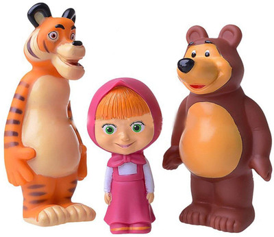 

Masha and the Bear Set of Three Cartoon Characters Rubber(Multicolor)