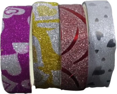 

Kala Decorators Adhesive Glitter Multi-Design Tape Rolls (4 Pcs)For Art & Craft,Decoration,Cutlery Packing,Office(Pink,Yellow,Red,Grey)