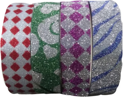 

Kala Decorators Colorful Designer 4 Pcs Adhesive Glitter Tape Rolls For Art & Craft,Decoration{Red,Green,Pink,Blue}