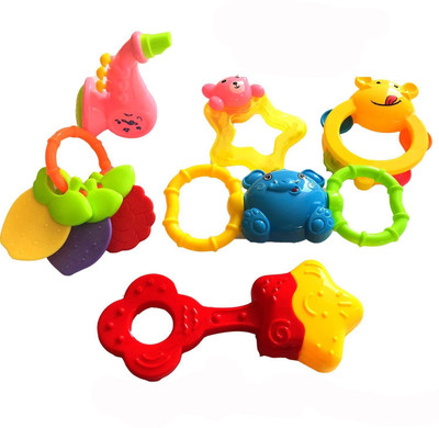 

SAISAN New Borns & Infants Random Shape Rattle Toy 6 pcs Set(Multicolor) Rattle(Multicolor)