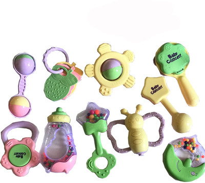 

SAISAN Lovely Colorful Rattle Toys & Infants Random Shape Rattle (Multicolor) 10 pcs Rattle(Multicolor)