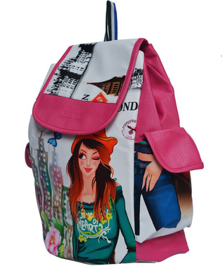 

Fashion Knockout Canvas Printed Flaps college Pithu Bag/Backpack 5 L Backpack(Pink)