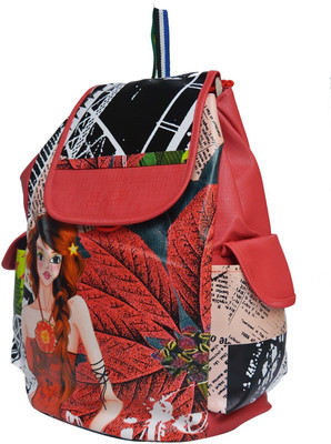 

Fashion Knockout Canvas Printed Flaps college Pithu Bag/Backpack 5 L Backpack(Red)