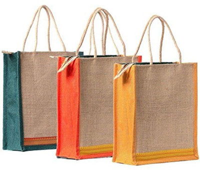 

GREAN Jute( Combo-Pack of 3) Waterproof Lunch Bag(Multicolor, 12 inch)