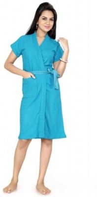 VALENCIA Sky Blue 4 Free Size Bath Robe(1 Piece Bath Robe, For: Women, Sky Blue 4)