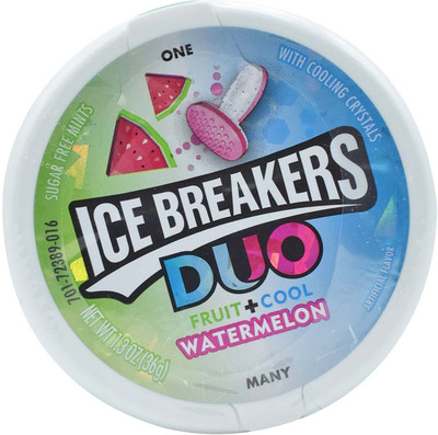 

Icebreakers Sugar Free Mints Duo, Fruit + Cool Watermelon - 36g (1.3oz) Mouth Freshener