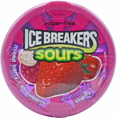 

Icebreakers Sugar Free Sours, Mixed Berry, Strawberry & Cherry - 36g (1.3oz) Sour Candy