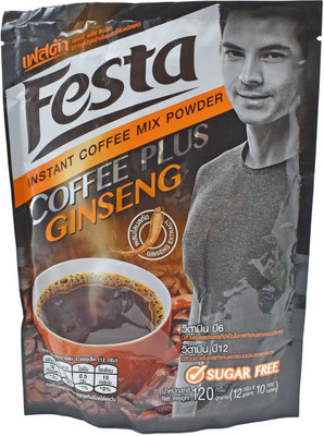 Festa Instant Coffee Mix Powder, Coffee plus Ginseng, Sugar Free - 120g (10x12g) Instant Coffee(120 g)