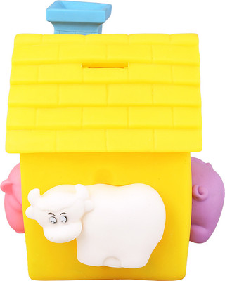 

ZINIZONY Animals And A Hut Coin Bank With a Squeeze Chimney Coin Bank(Yellow)