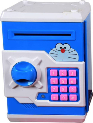

Zikani Taste of Yours Mini Electric Secret Password Safe ATM Piggy Bank Money Safe Deposit Box Toy and Ideal Gift Item For Kids (Doraemon) Coin Bank(Blue, White)