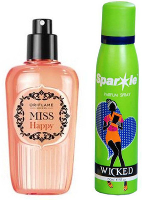 

Oriflame Sweden Miss Happy Fragrance Mist - 75 ml Perfume - 75 ml (For Women) With one sparkle perfume spray 150 ml(Set of 2)