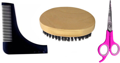 

Confidence Combo Of Beard Shaping Comb With Scissors And Beard Brush, Set Of 3(Set of 3)