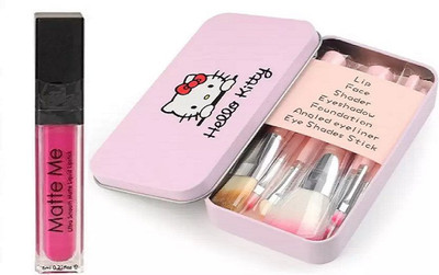 

hich Matte Me Liquid Lipstick Pink and Hello Kitty Makeup Brushes(Set of 2)