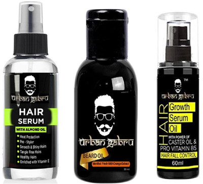 

UrbanGabru Hair Serum with Almond Oil ,Beard Oil & Hair Growth Serum Oil(Set of 3)