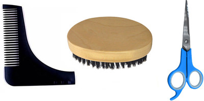 

Fully Combo Of Men Beard Brush, Beard Comb And With Scissor, Set Of 3(Set of 3)