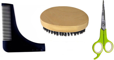 

Confidence Combo Of Men Beard Brush And Beard Comb, Scissors For Saloon And Hair Cutting Use, Set Of 3(Set of 3)