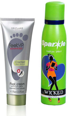 

Oriflame Sweden Feet Up Advanced Cracked Heel Repair Foot Cream (75 ml) With one sparkle perfume spray 150 ml(Set of 2)