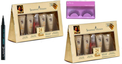 

9 to 5 Eyelashes, Shahnaz Husain Gold Facial Kit( Pack Of 2), Lakme Eyeconic Pen Eyeliner(Set of 4)