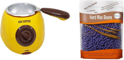 Fully Combo Of Wax Heater Machine For Hard Wax Pot With Hard Wax Beans, Yellow, Pack Of 2(Set of 2)