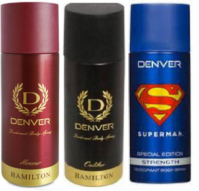 

Denver Caliber , honour and superman strength Deodorant Spray - For Men(355 ml, Pack of 3)