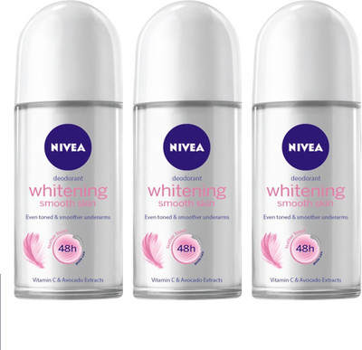 NIVEA Smooth Skin Roll On 50 ml - Pack of 3 Deodorant Spray  -  For Women  (150 ml, Pack of 3)