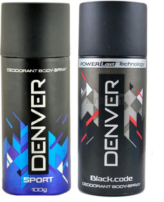 

Denver Blue sport and black code Deodorant Spray - For Men(300 ml, Pack of 2)