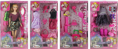 

Annie Fashion Girl Doll Ready For Show Party | 5 Dress | 24 Pc Accesoriers | Beautiful Packing 4 Side | Include Handbag Shoes Make Up Briefcase Comb | Doll Size 30 Cms (11.8 Inches)(Multicolor)
