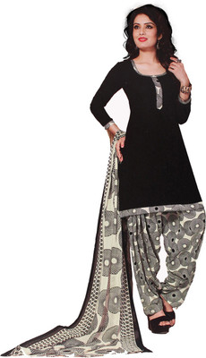 

FabTag - Giftsnfriends Synthetic Printed Salwar Suit Dupatta Material(Un-stitched), Black