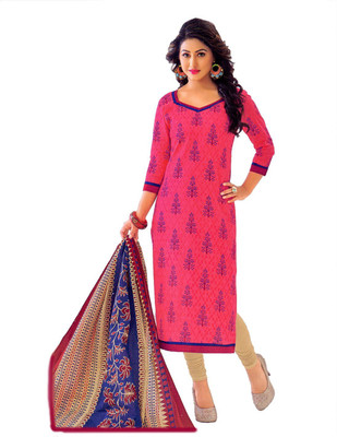 

Sharvi Cotton Printed Salwar Suit Dupatta Material(Un-stitched), Beige;pink