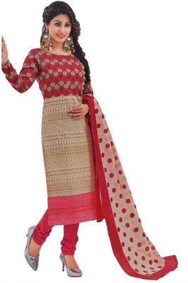 

FabTag - Fashion Valley Cotton Printed Salwar Suit Dupatta Material(Un-stitched), Beige;pink