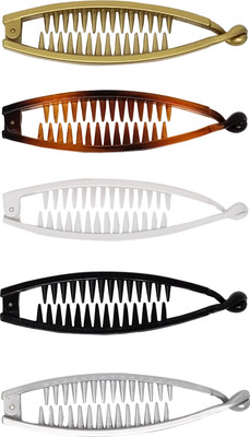 

Evolution Banana Clips Oval Shape Dark Romance Colors, Medium size (Pack of 5) Banana Clip(Multicolor)