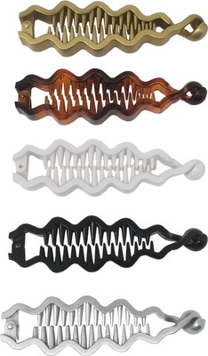 

Evolution Banana Clips Zigzag Dark Romance Colors, Medium size (Pack of 5) Banana Clip(Multicolor)