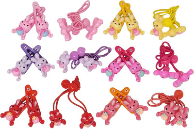 

Evolution Cute & Funky Bunny With Rubberbands Multicolored Kids Snap Hair Clips, Small, For Kids / Girls Rubber Band, Tic Tac Clip(Multicolor)
