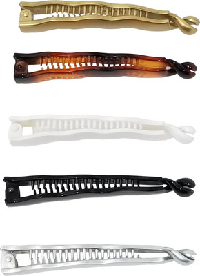 

Evolution Banana Clips Wavy Dark Romance Colors, Medium size (Pack of 5) Banana Clip(Multicolor)